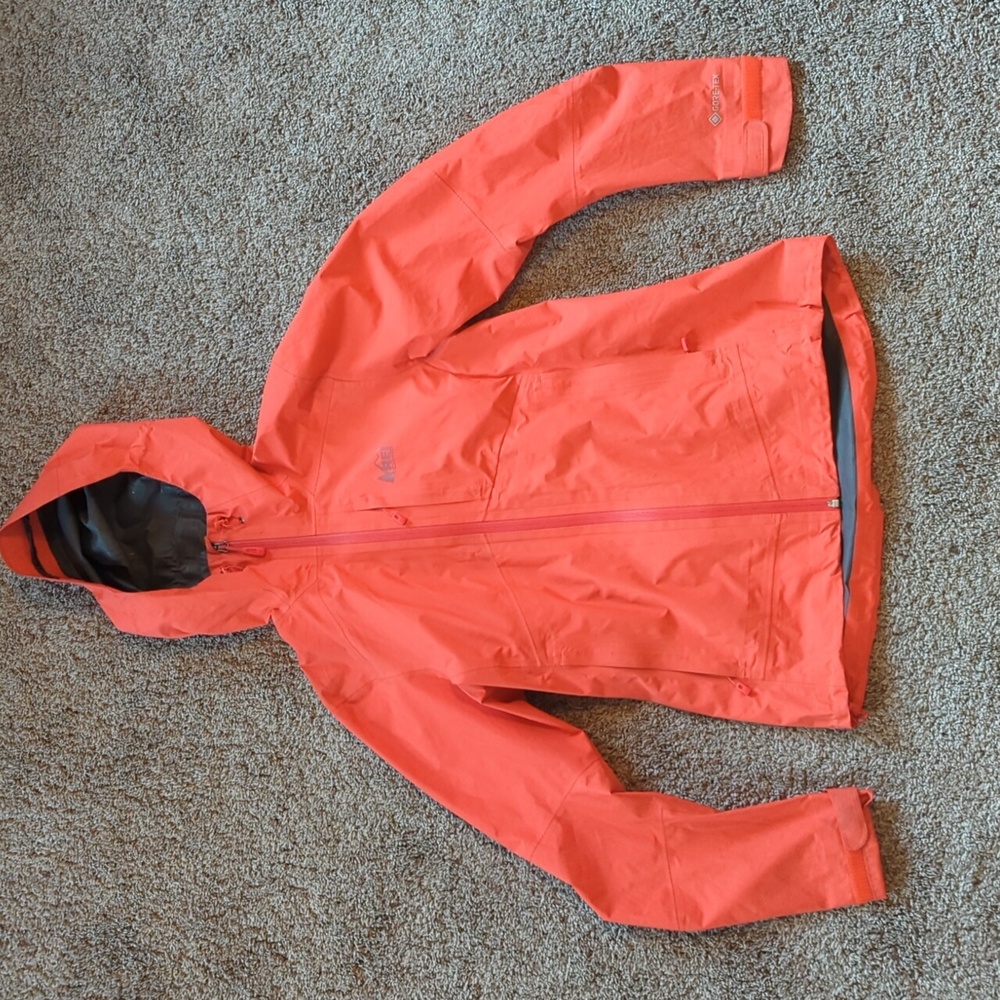 REI coral Gore-Tex rain jacket women's S
